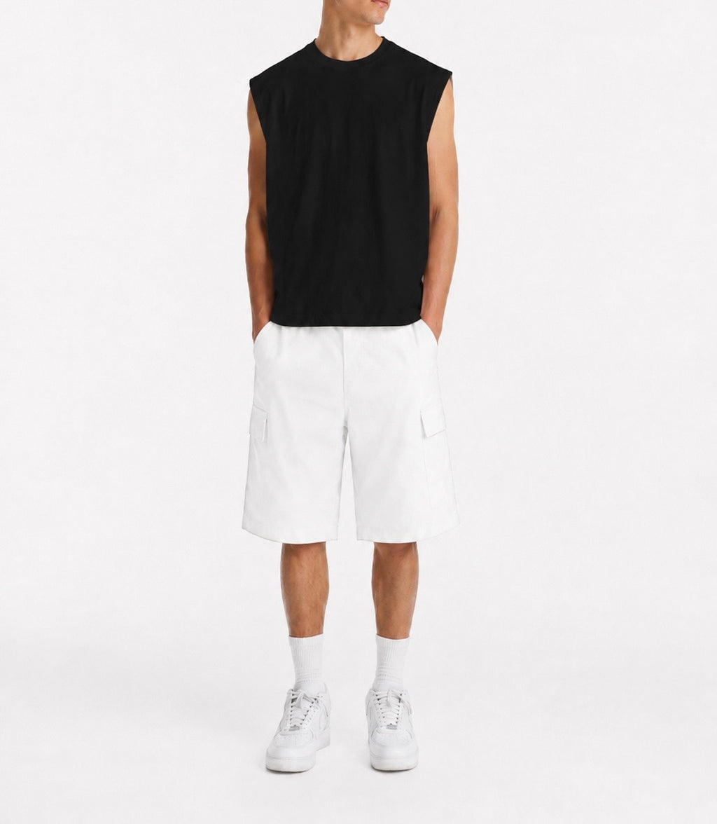 PM OVERSIZE NO SLEEVE T-SHIRT "BLACK''