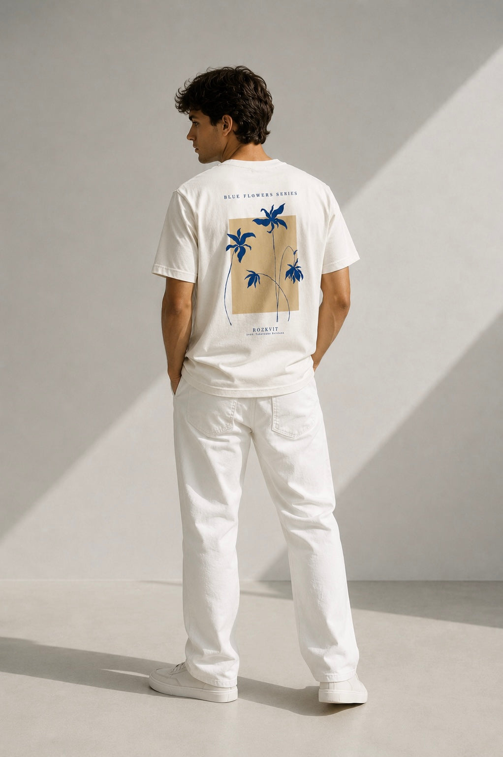 PM OVERSIZE BLUE FLOWERS ''WHITE''