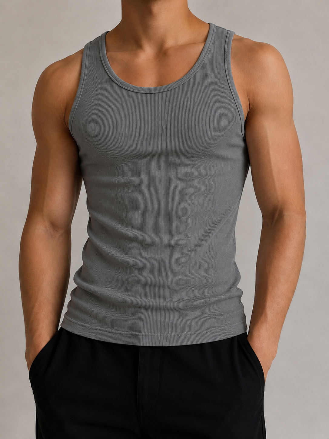 PM SHIRT NO SLEEVE FIT  ''GRAY''