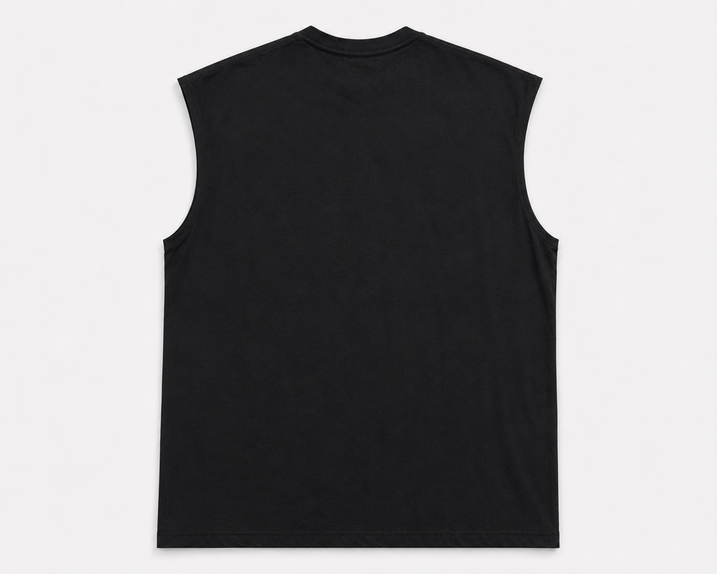 PM OVERSIZE NO SLEEVE T-SHIRT "BLACK''