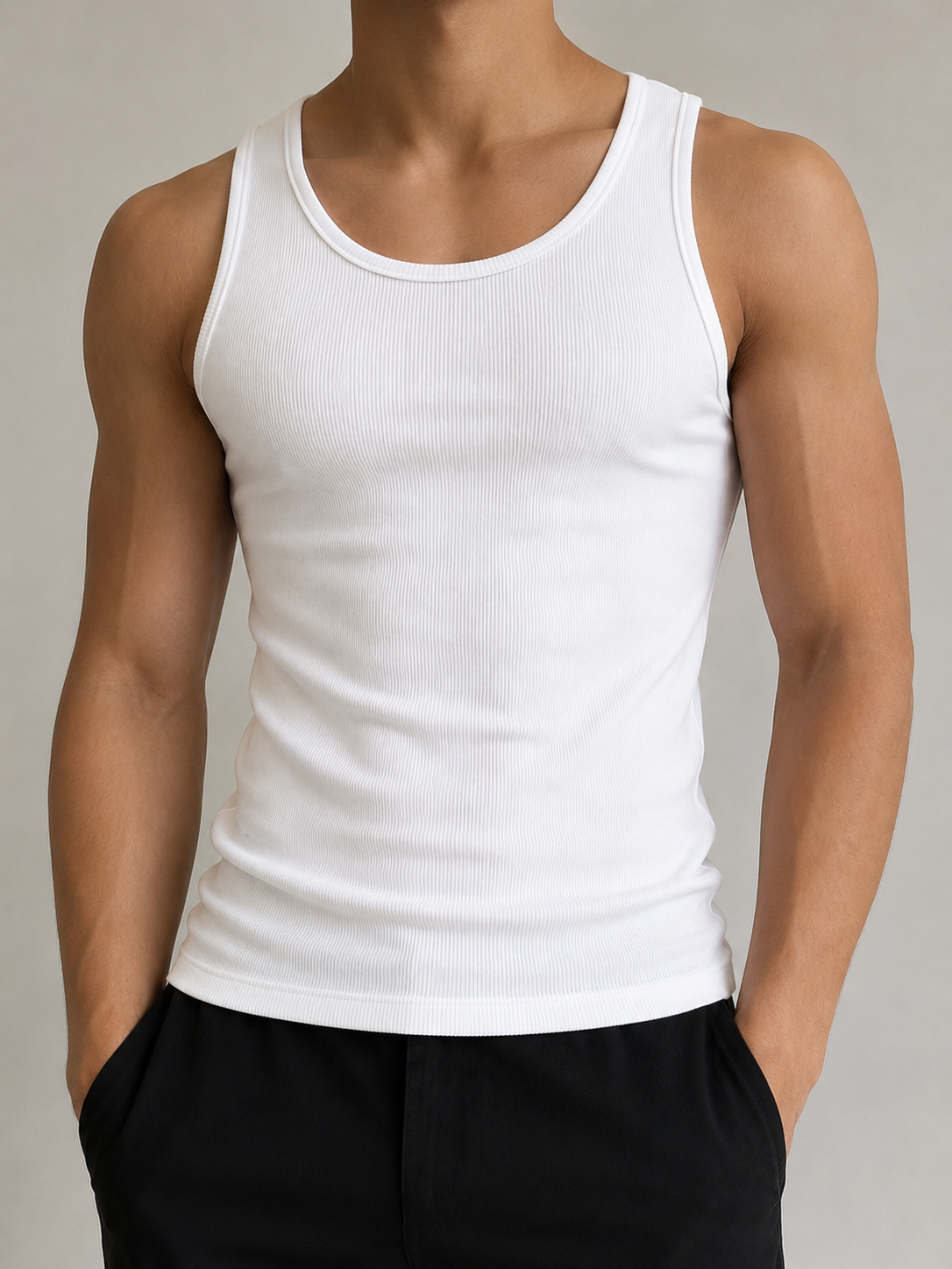 PM SHIRT NO SLEEVE FIT  ''WHITE''