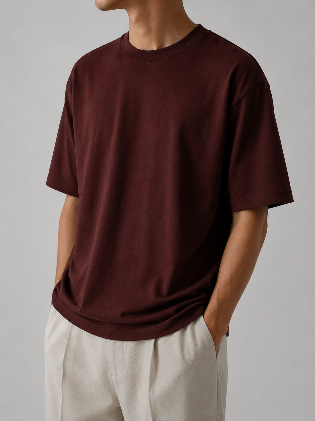 PM OVERSIZE T-SHIRT "BURGUNDY''