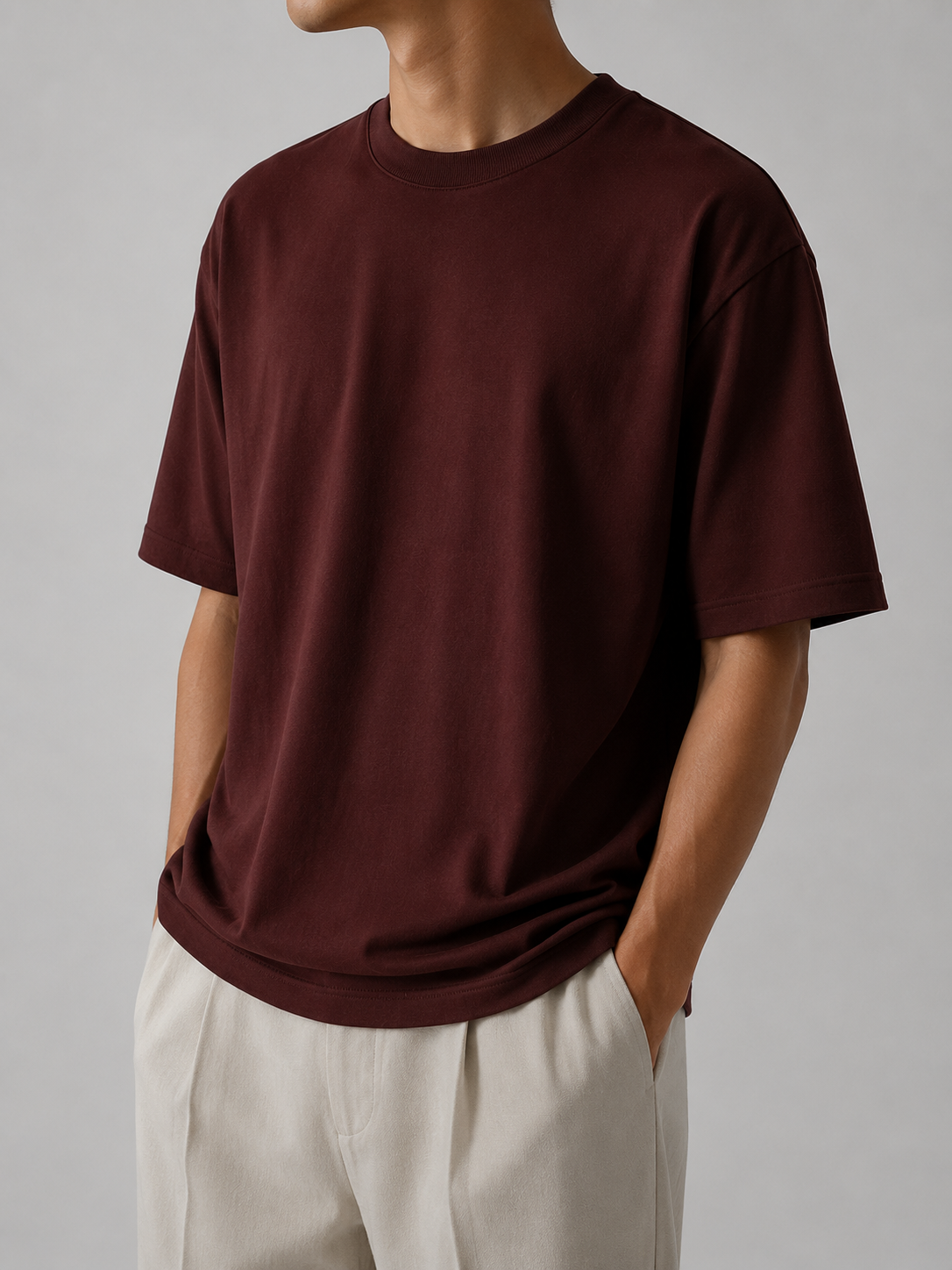 PM OVERSIZE T-SHIRT "BURGUNDY''