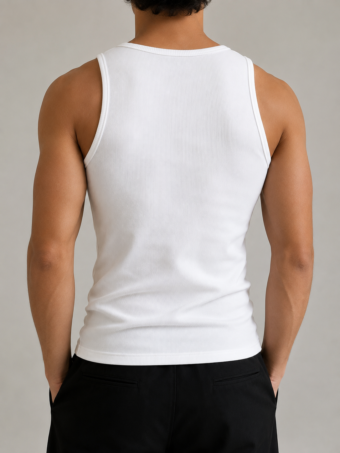 PM SHIRT NO SLEEVE FIT  ''WHITE''